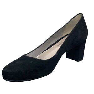 Aquatalia Black Suede Block Heel Pumps Size 9 Italy